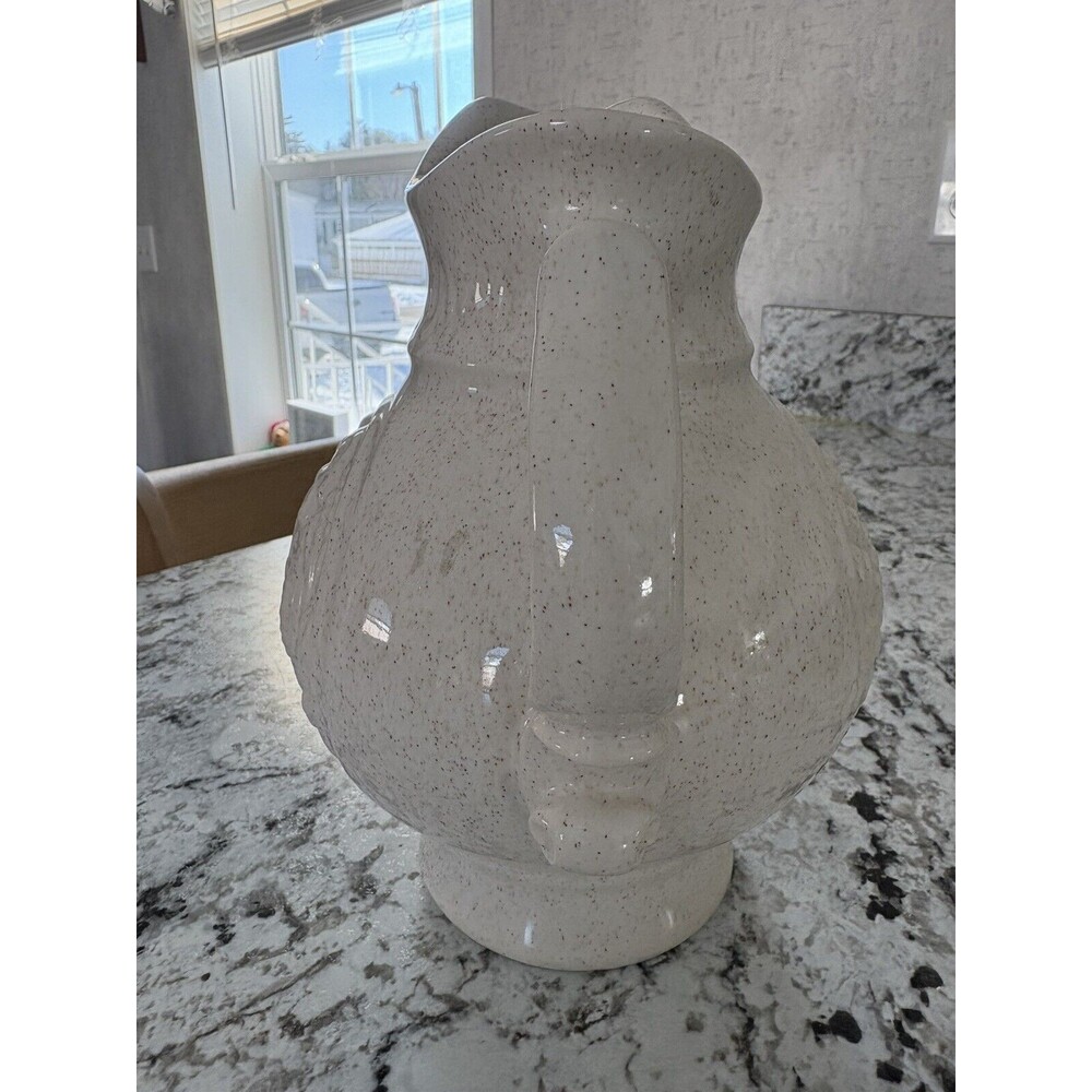 Vintage McCoy Pottery Turkey Pitcher Speckled Ivory, - Fall Decor - Picture 3 of 7